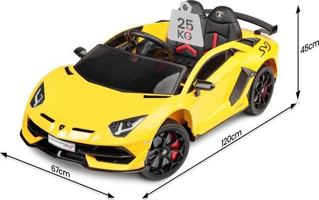 Vienvietis vaikiškas elektromobilis Toyz Lamborghini Aventador SVJ, geltonas kaina ir informacija | Elektromobiliai vaikams | pigu.lt