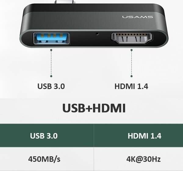 Usams SJ462 kaina ir informacija | Adapteriai, USB šakotuvai | pigu.lt