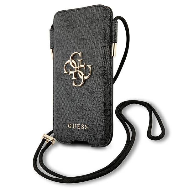 Guess Torebka na telefon GUHCP12L4GPSGR 6,7" szary/grey 4G Metal Logo kaina ir informacija | Telefono dėklai | pigu.lt