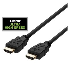 HDMI kabelis DELTACO ULTRA High Speed, 48Gbps, 2m, juodas / HU-20 kaina ir informacija | Kabeliai ir laidai | pigu.lt