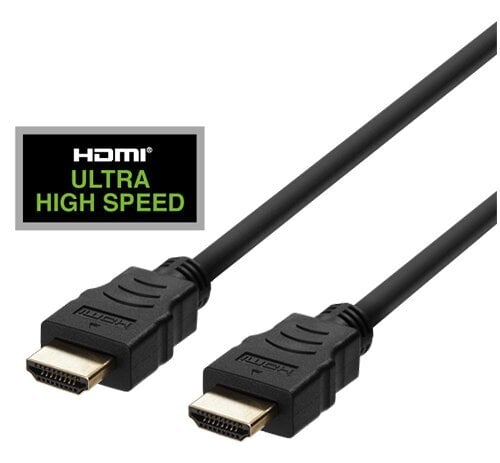 HDMI kabelis DELTACO ULTRA High Speed, 48Gbps, 2m, juodas / HU-20 kaina ir informacija | Kabeliai ir laidai | pigu.lt
