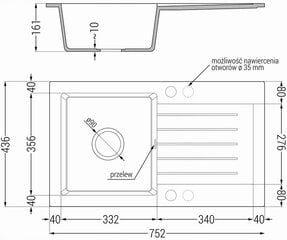 Granitinė virtuvinė plautuvė Mexen Pablo su sifonu, Black granite цена и информация | Раковины на кухню | pigu.lt