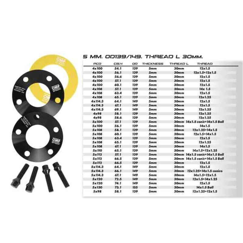 Separatoriaus rinkinys OMP 5X100 56,1 M14 x 1,50 5 mm kaina ir informacija | Auto reikmenys | pigu.lt