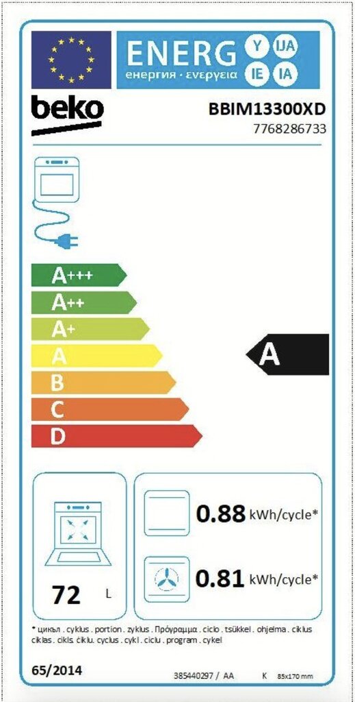 Beko BBIM13300XD kaina ir informacija | Orkaitės | pigu.lt