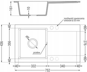 Granitinė virtuvinė plautuvė Mexen Aron su sifonu, Black kaina ir informacija | Virtuvinės plautuvės | pigu.lt