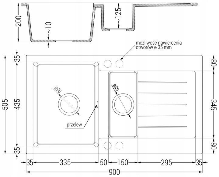 Granitinė virtuvinė plautuvė Mexen Matias su sifonu, White kaina ir informacija | Virtuvinės plautuvės | pigu.lt