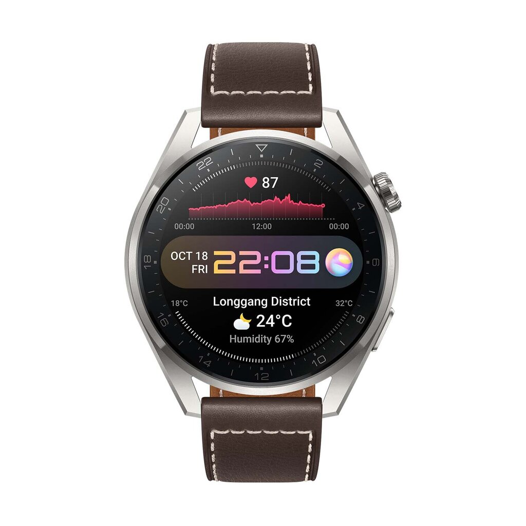 Huawei Watch 3 Pro Classic Titanium Gray with Brown Leather Strap 55026781 цена и информация | Išmanieji laikrodžiai (smartwatch) | pigu.lt