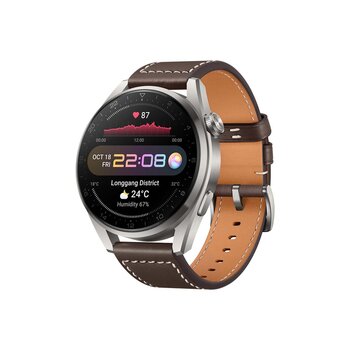 Huawei Watch 3 Pro Classic Titanium Gray with Brown Leather Strap 55026781 kaina ir informacija | Išmanieji laikrodžiai (smartwatch) | pigu.lt