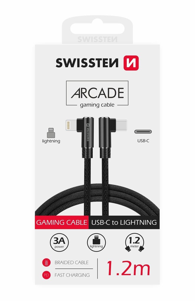 Swissten universalus greito įkrovimo ir duomenų perdavimo laidas, 3.1 USB-C, 1,2m, juodas kaina ir informacija | Kabeliai ir laidai | pigu.lt