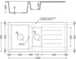 Granitinė virtuvinė plautuvė Mexen Andres su sifonu, Grey цена и информация | Раковины на кухню | pigu.lt