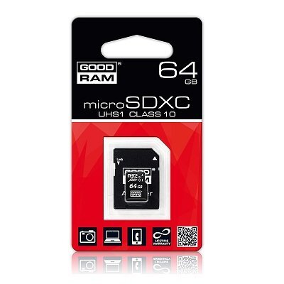 Atminties kortelė Goodram MicroSDXC UHS-I 64GB + Adapteris kaina ir informacija | Atminties kortelės telefonams | pigu.lt