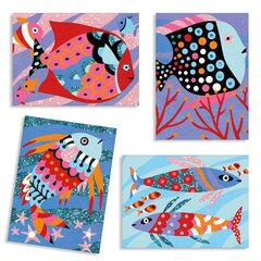 Piešimo smėliu rinkinys Djeco Vaivorykštės žuvis, 4 paveikslėliai kaina ir informacija | Piešimo, tapybos, lipdymo reikmenys | pigu.lt
