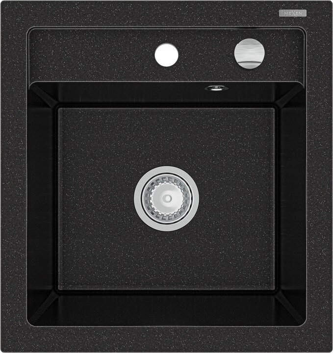 Granitinė virtuvinė plautuvė Mexen Vito su sifonu, Metallic black/silver kaina ir informacija | Virtuvinės plautuvės | pigu.lt
