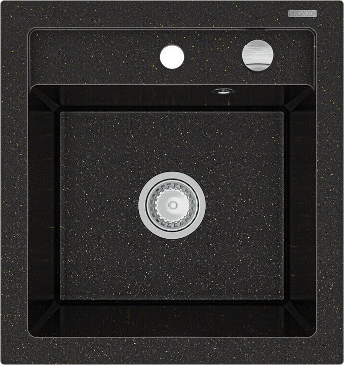 Granitinė virtuvinė plautuvė Mexen Vito su sifonu, Metallic black/gold kaina ir informacija | Virtuvinės plautuvės | pigu.lt