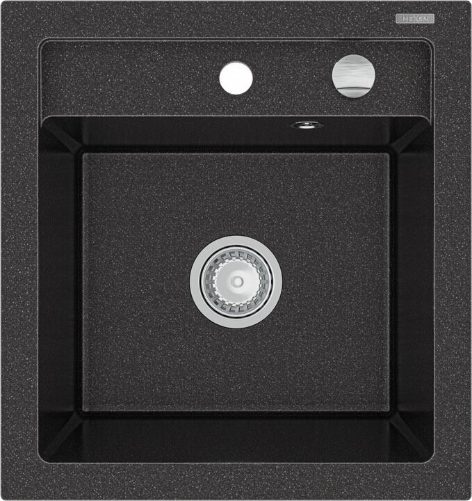 Granitinė virtuvinė plautuvė Mexen Vito su sifonu, Black granite kaina ir informacija | Virtuvinės plautuvės | pigu.lt