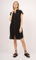 Lininė marškinių tipo suknelė su dirželiu, juoda цена и информация | Suknelės | pigu.lt