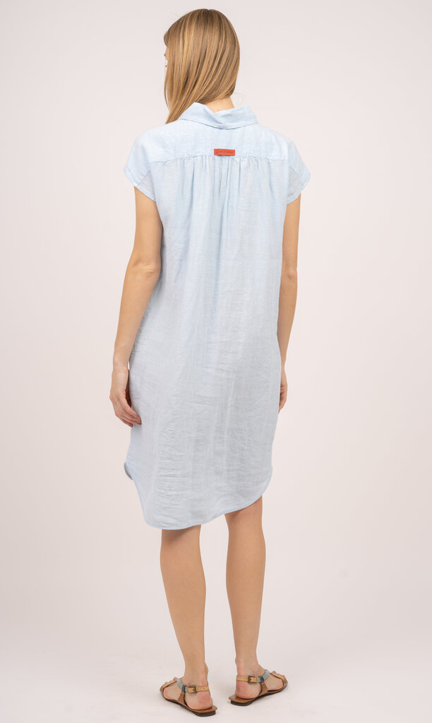 Lininė marškinių tipo suknelė su dirželiu, mėlyna kaina ir informacija | Suknelės | pigu.lt