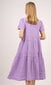 Lininė suknelė su rauktais volanais ir pūstomis rankovėmis moterims, violetinė kaina ir informacija | Suknelės | pigu.lt