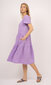 Lininė suknelė su rauktais volanais ir pūstomis rankovėmis moterims, violetinė kaina ir informacija | Suknelės | pigu.lt