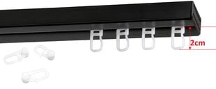 Lubinis karnizas dvigubas PVC bėgelis su kabliukais, 150 cm kaina ir informacija | Karnizai | pigu.lt