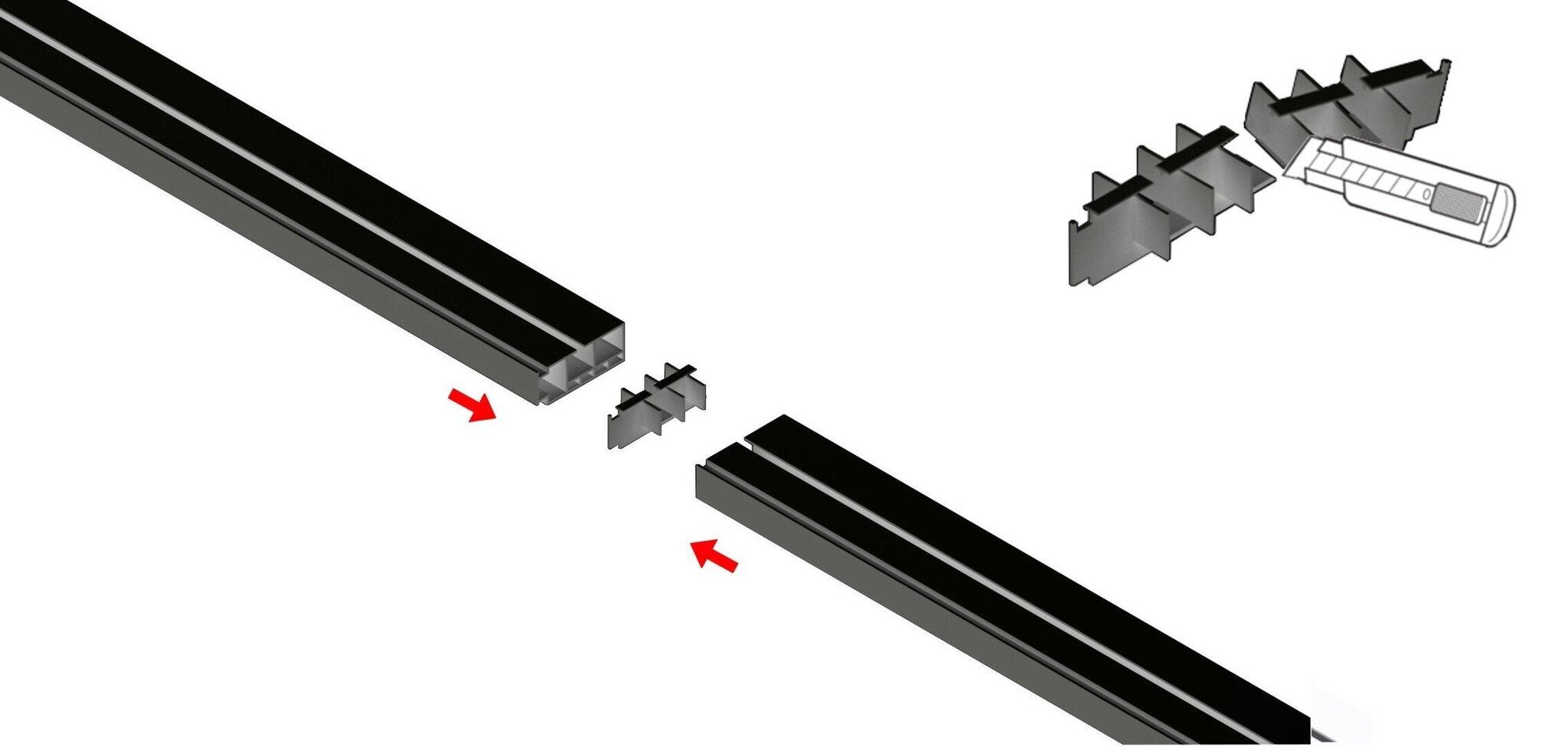 Lubinis karnizas dvigubas PVC bėgelis su kabliukais, 400 cm цена и информация | Karnizai | pigu.lt