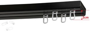 Lubinis karnizas dvigubas PVC bėgelis su kabliukais, 250 cm kaina ir informacija | Karnizai | pigu.lt