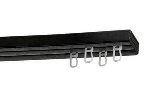 Lubinis karnizas dvigubas PVC bėgelis su kabliukais, 250 cm kaina ir informacija | Karnizai | pigu.lt
