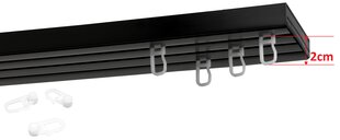 Lubinis karnizas trigubas PVC bėgelis su kabliukais, 200 cm kaina ir informacija | Karnizai | pigu.lt