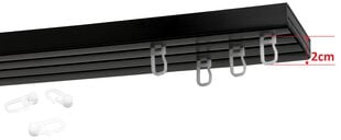 Lubinis karnizas trigubas PVC bėgelis su kabliukais, 300 cm kaina ir informacija | Karnizai | pigu.lt
