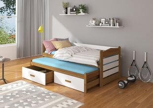 Vaikiška lova Adrk Furniture Tiarro 80x180 cm, tamsiai ruda/balta kaina ir informacija | Vaikiškos lovos | pigu.lt