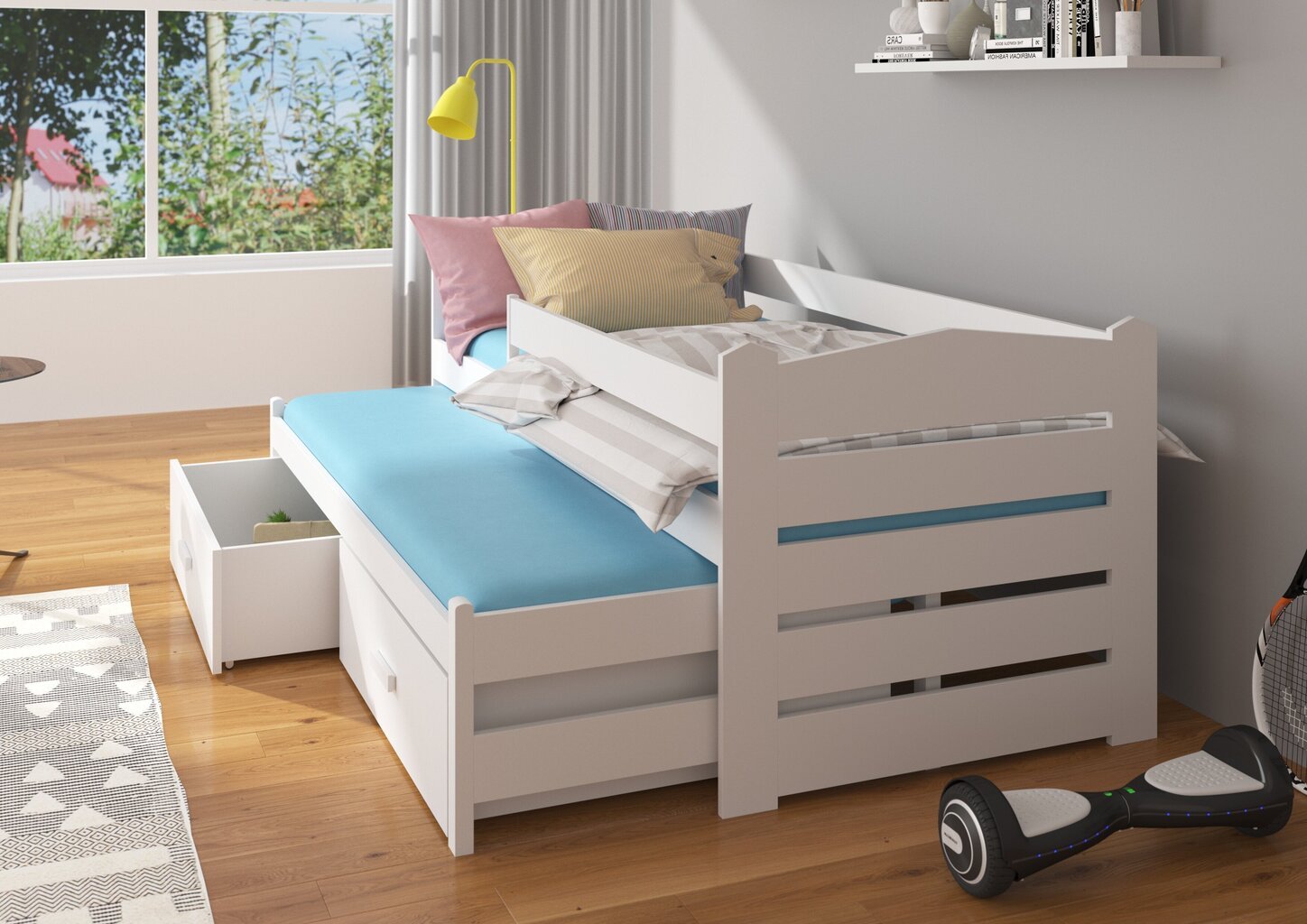 Vaikiška lova Adrk Furniture Tiarro 80x180 cm su šonine apsauga, balta/šviesiai ruda kaina ir informacija | Vaikiškos lovos | pigu.lt