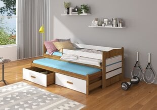 Детская кровать Adrk Furniture Tiarro 80x180 см с боковой защитой, темно-коричневая/белая цена и информация | Детские кровати | pigu.lt