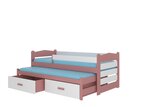 Vaikiška lova Adrk Furniture Tiarro 80x180 cm su šonine apsauga, rožinė/balta
