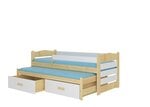 Vaikiška lova Adrk Furniture Tiarro 80x180 cm su šonine apsauga, šviesiai ruda/balta