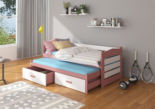 Vaikiška lova Adrk Furniture Tiarro 90x200 cm, rožinė/balta kaina ir informacija | Vaikiškos lovos | pigu.lt