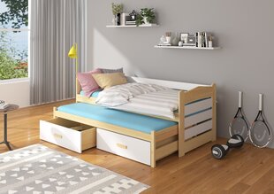 Vaikiška lova Adrk Furniture Tiarro 90x200 cm, šviesiai ruda/balta kaina ir informacija | Vaikiškos lovos | pigu.lt