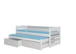 Vaikiška lova Adrk Furniture Tiarro 90x200 cm su šonine apsauga, balta/šviesiai pilka