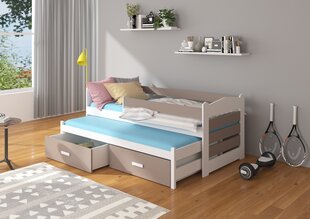 Vaikiška lova Adrk Furniture Tiarro 90x200 cm su šonine apsauga, balta/šviesiai ruda kaina ir informacija | Vaikiškos lovos | pigu.lt