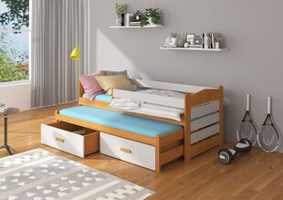 Vaikiška lova Adrk Furniture Tiarro 90x200 cm su šonine apsauga, ruda/pilka kaina ir informacija | Vaikiškos lovos | pigu.lt