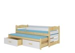 Vaikiška lova Adrk Furniture Tiarro 90x200 cm su šonine apsauga, šviesiai ruda/balta