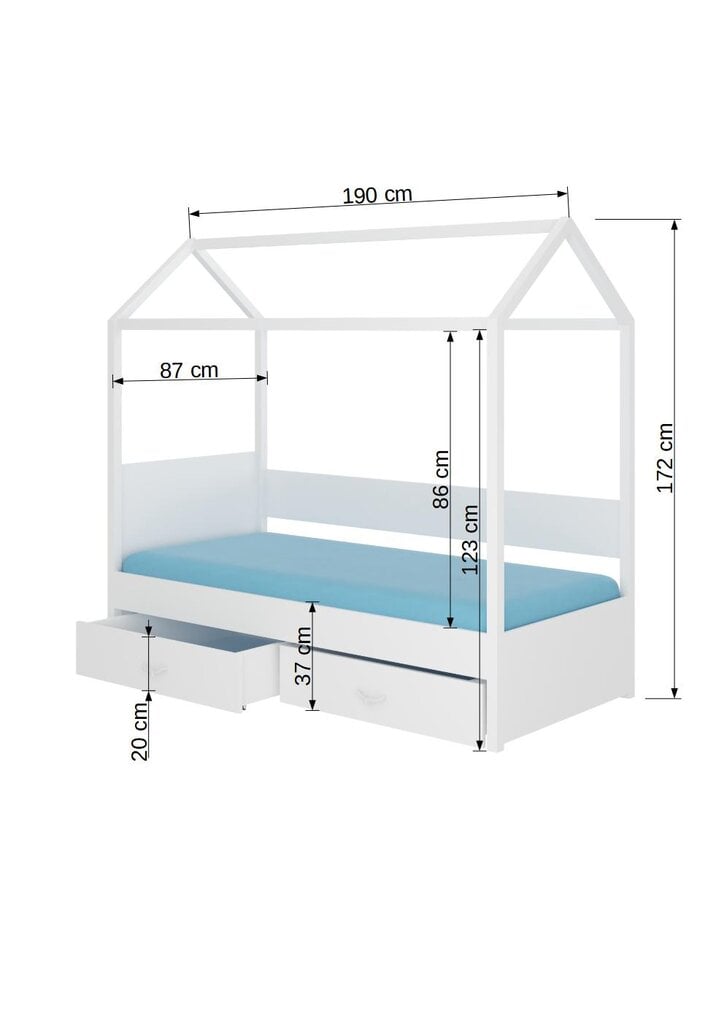 Lova ADRK Furniture Otello 80x180 cm, balta kaina ir informacija | Vaikiškos lovos | pigu.lt