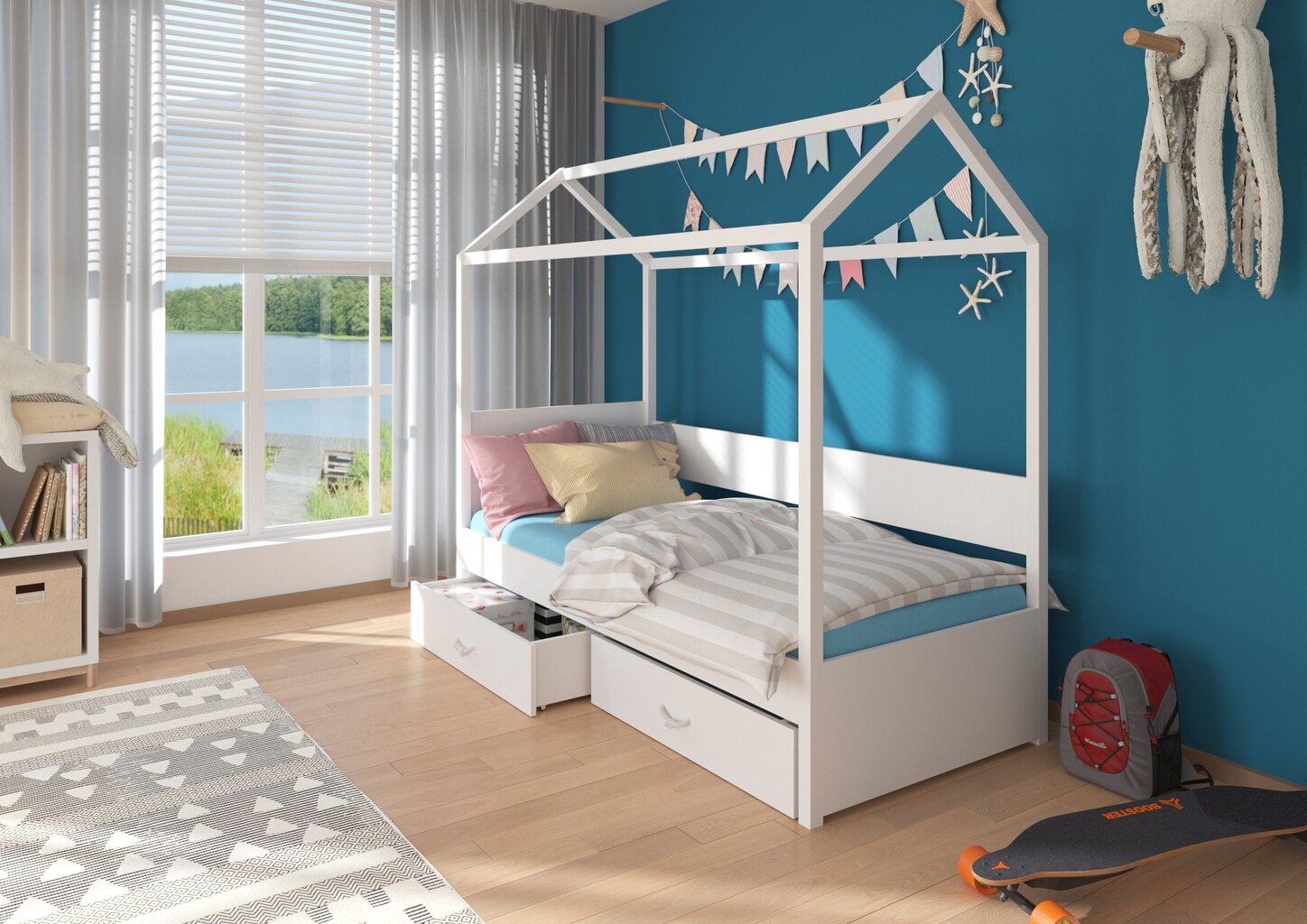 Lova ADRK Furniture Otello 80x180 cm, ruda/balta kaina ir informacija | Vaikiškos lovos | pigu.lt