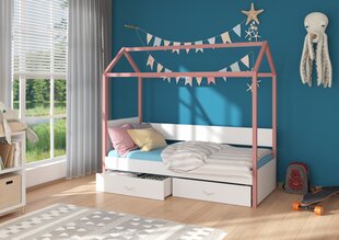 Кровать ADRK Furniture Otello 80x180 см, розовая/белая цена и информация | Детские кровати | pigu.lt