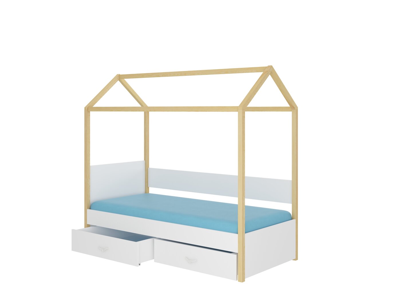 Lova ADRK Furniture Otello 80x180 cm, balta/šviesiai ruda kaina ir informacija | Vaikiškos lovos | pigu.lt