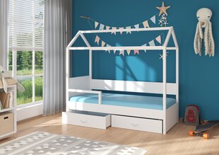 Lova ADRK Furniture Otello 80x180 cm su šonine apsauga, pilka/balta kaina ir informacija | Vaikiškos lovos | pigu.lt