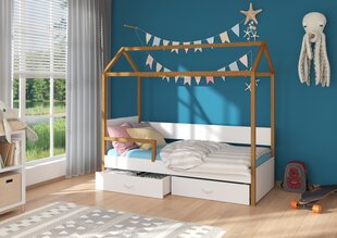 Кровать ADRK Furniture Otello 80x180 см с боковой защитой, белая/коричневая цена и информация | Детские кровати | pigu.lt