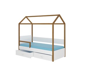 Lova ADRK Furniture Otello 90x200 cm su šonine apsauga, balta/ruda kaina ir informacija | Vaikiškos lovos | pigu.lt
