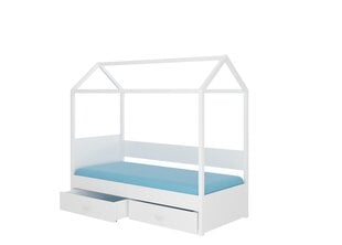 Кровать ADRK Furniture Otello, 80x180 см, с боковой защитой и балдахином, белая/синяя цена и информация | Детские кровати | pigu.lt