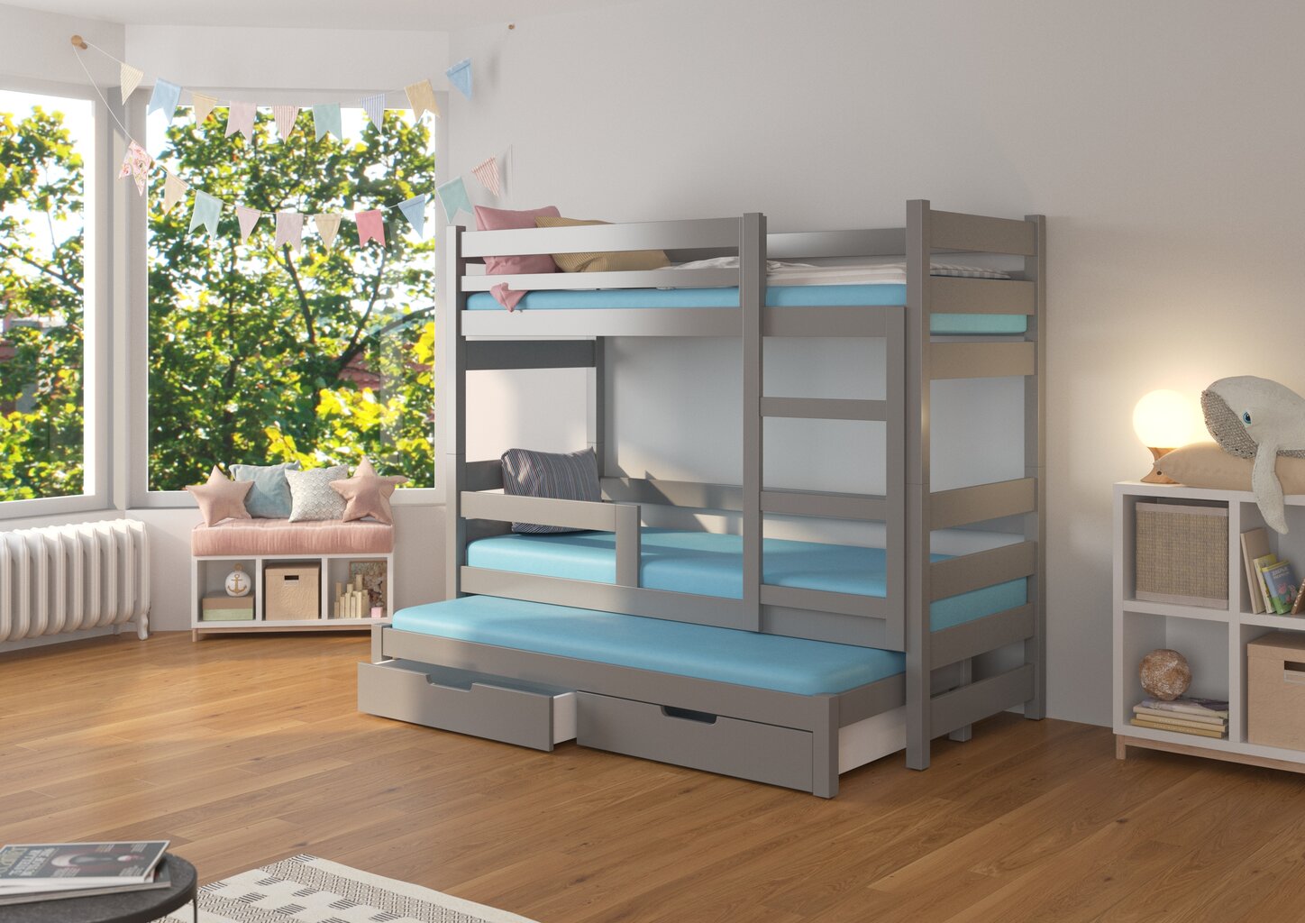 Lova ADRK Furniture Karlo, pilka kaina ir informacija | Vaikiškos lovos | pigu.lt