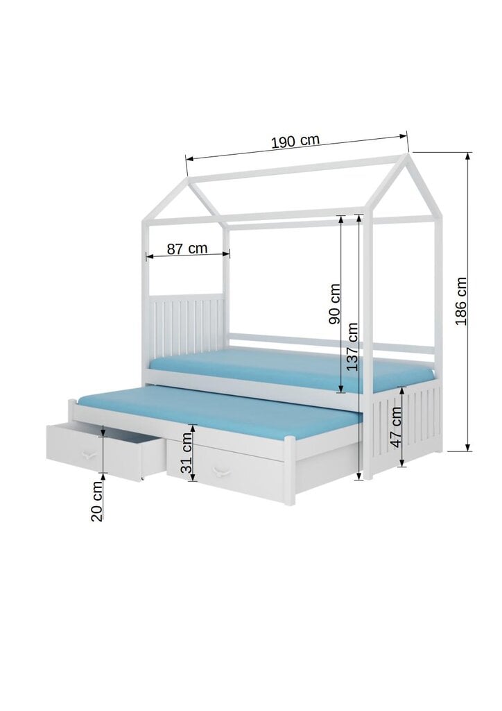 Lova ADRK Furniture Jonasek 80x180cm, rožinė kaina ir informacija | Vaikiškos lovos | pigu.lt